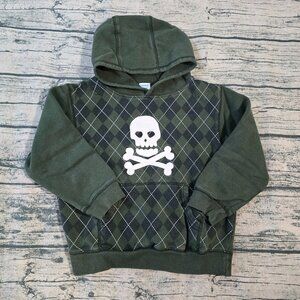 Gymboree Boys Green Skull & Crossbones Hooded Sweatshirt Size SM 5-6
